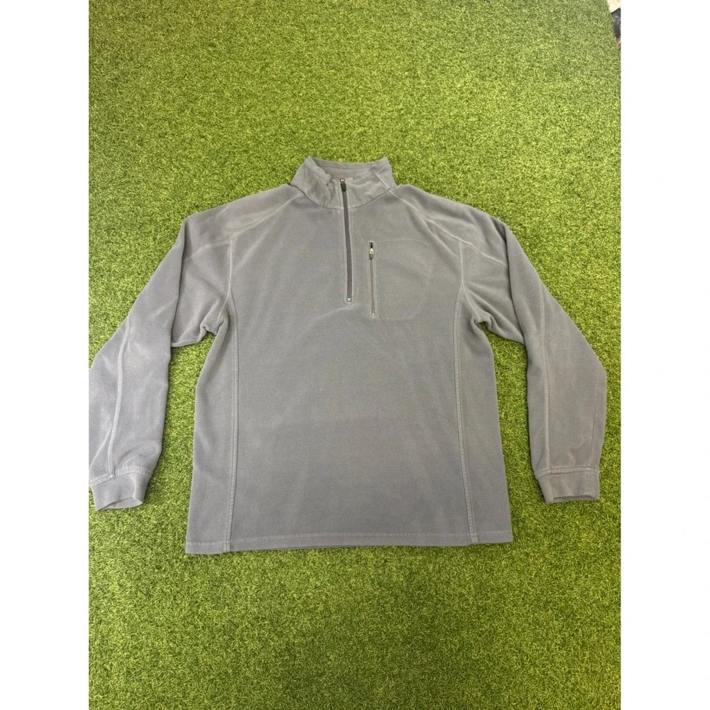 LL Bean Mens Gray Quarter‎ Zip Fleece Pullover Size Medium Reg Hiking